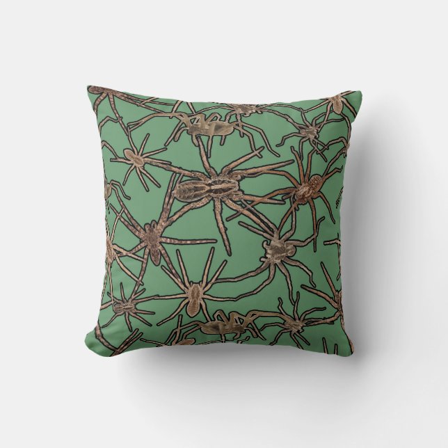 Cute Halloween Spiders on Mint Green Kissen (Vorderseite)