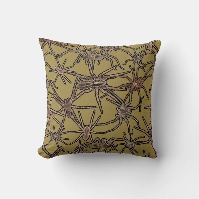 Cute Halloween Spiders on Mustard Gold Kissen (Vorderseite)