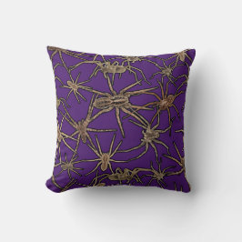 Cute Halloween Spiders on Royal Purple Kissen
