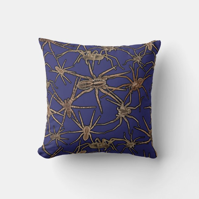 Cute Halloween Spiders on Sapphire Blue Kissen (Vorderseite)