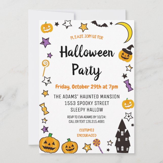 Cute Halloween Spooktacular Party Invitation (Devant)