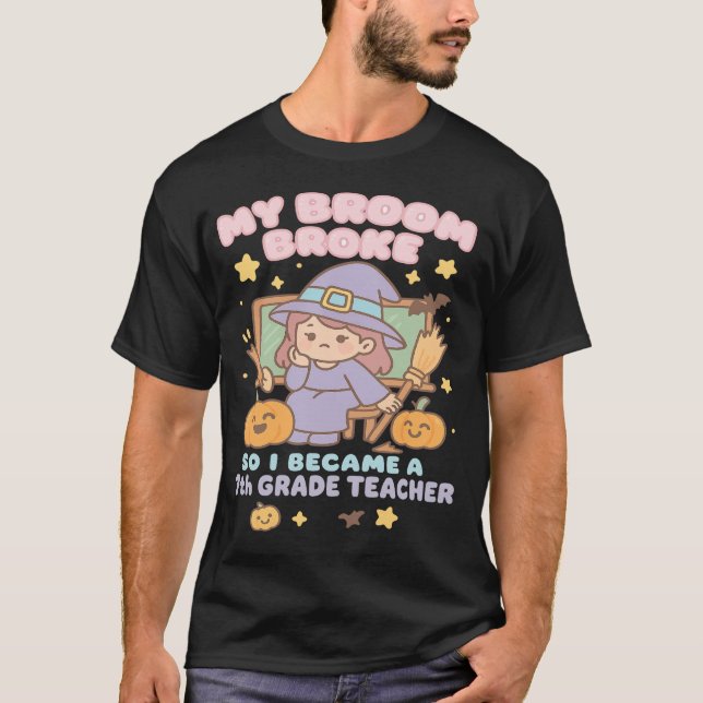 Cute Halloween Teacher Pumpkin Spooky 7th Grade T-Shirt (Vorderseite)