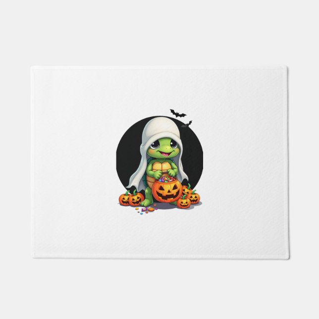 Cute Halloween Turtle Ghost with Candy (7) Fußmatte (Vorderseite)