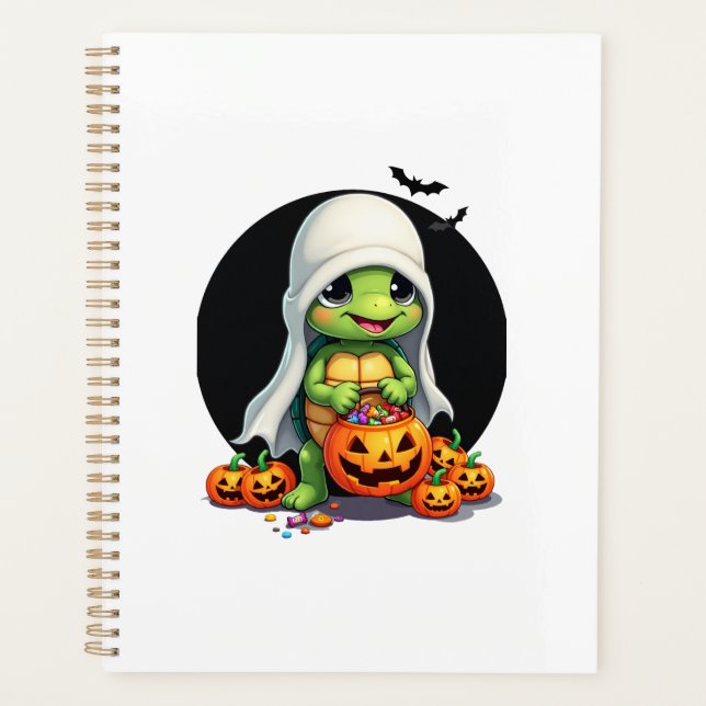 Cute Halloween Turtle Ghost with Candy (7) Planer (Vorderseite)