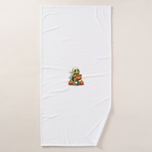 Cute Halloween Turtle Ghost with Candy (8) Badehandtuch (Badehandtuch)
