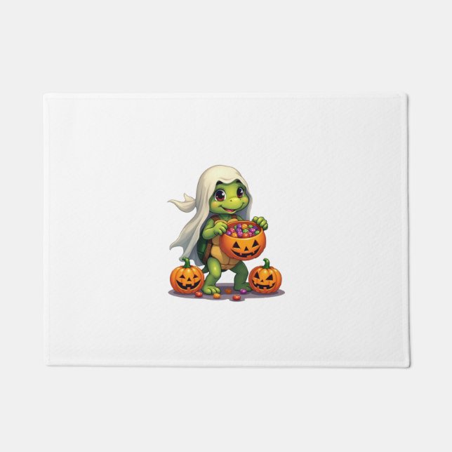 Cute Halloween Turtle Ghost with Candy (8) Fußmatte (Vorderseite)