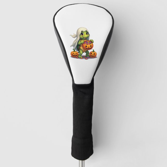 Cute Halloween Turtle Ghost with Candy (8) Golf Headcover (Vorderseite)