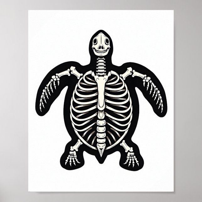 Cute Halloween Turtle Skeleton Tortoise Fossils Ar Poster (Vorne)