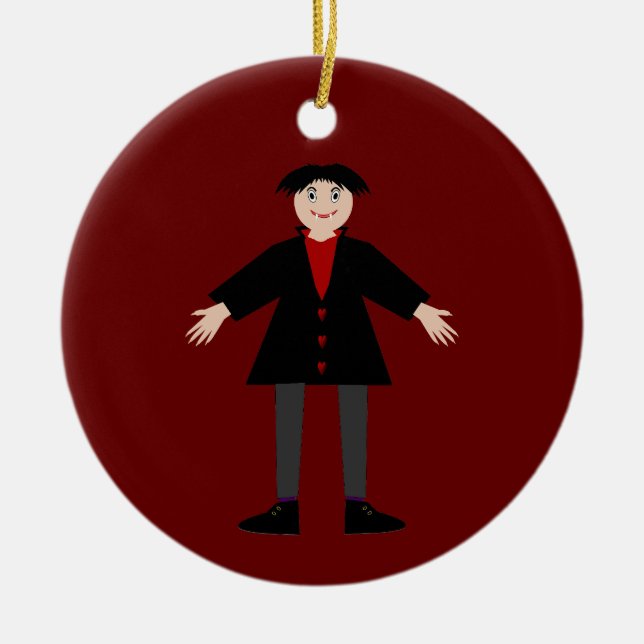 Cute Halloween Vampire Custom Name Keramik Ornament (Vorne)