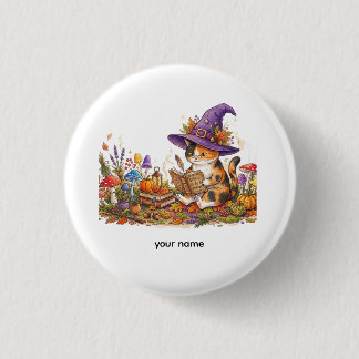 Cute Halloween Witch Cat Herbology Custom Jumbo To Button