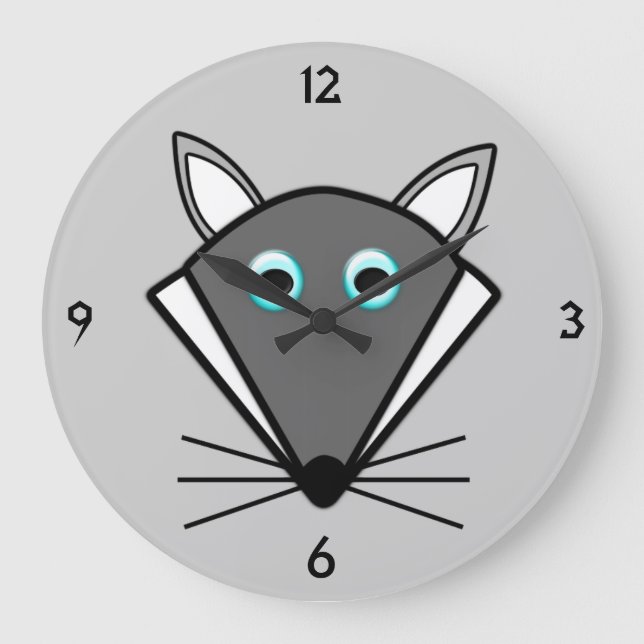 Cute Halloween Wolf Wall Clock Große Wanduhr (Vorderseite)