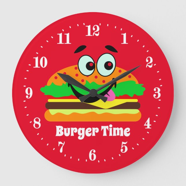 Cute Hamburger Lovers add Große Wanduhr (Vorderseite)