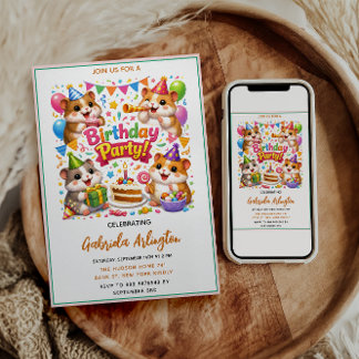 Cute Hamster Birthday Party | Kids Hamster Einladung