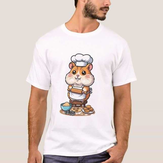 Cute Hamster Chef Character Baking Cookies T-Shirt (Vorderseite)