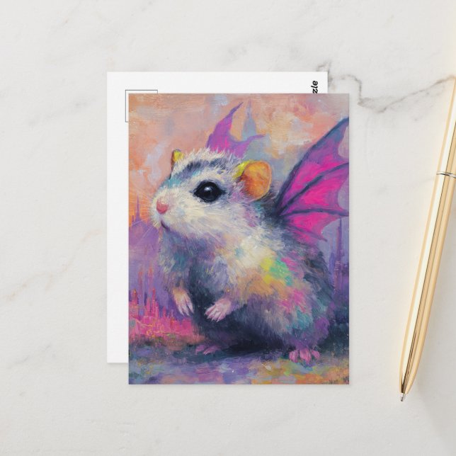 Cute Hamster Dragon Postkarte (Vorderseite/Rückseite Beispiel)