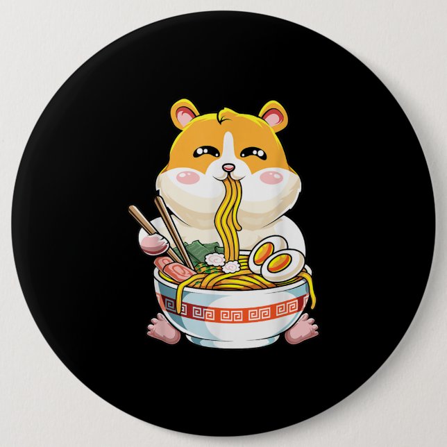 Cute Hamster Kawaii Ramen Button (Vorderseite)