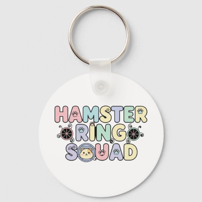 Cute Hamster Ring Squad Pastel Design Schlüsselanhänger (Vorderseite)