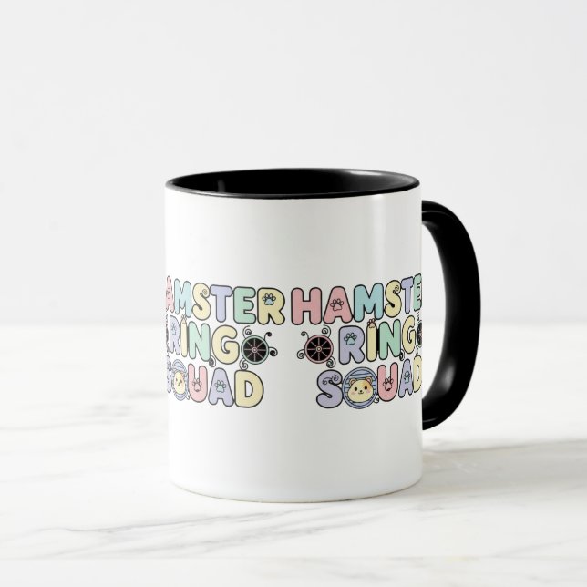 Cute Hamster Ring Squad Pastel Design Tasse (VorderseiteRechts)