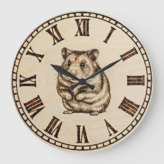 Cute Hamster Wooden Wall Clock Große Wanduhr