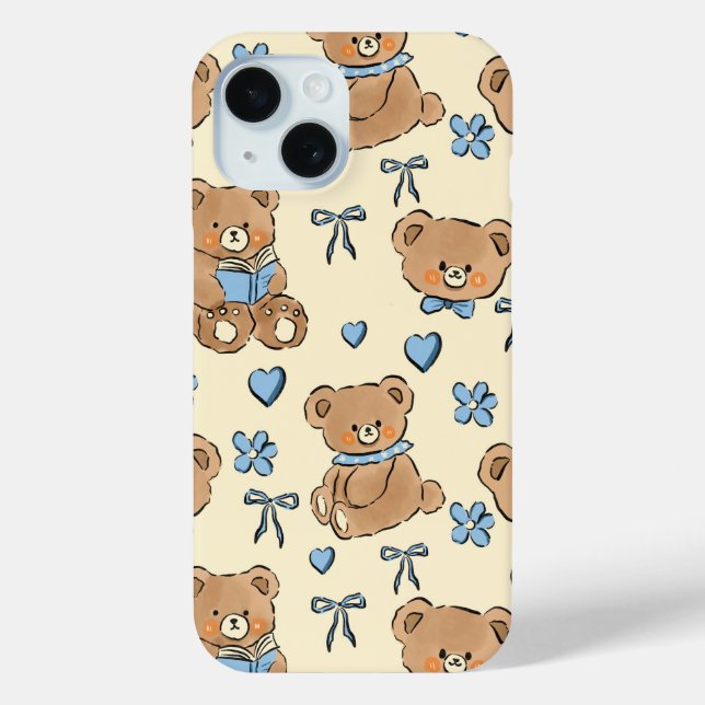 Cute Hand-drawn Brown Teddy Bears Seamless Pattern Case-Mate iPhone Hülle (Rückseite)