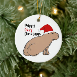 Cute Hand-Drawn Capybara Personalized Christmas Keramik Ornament