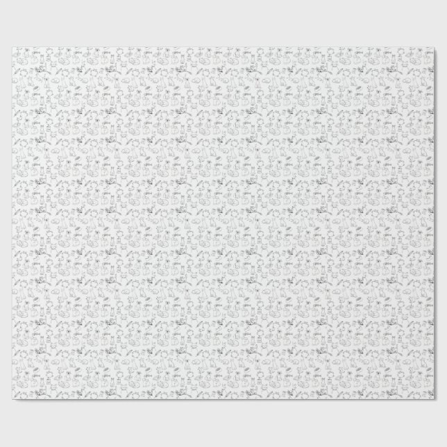 Cute Hand-Drawn Cat Doodles Geschenkpapier (Flach)