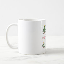 Cute Hand Drawn Christmas Trees and Bows Pattern Kaffeetasse