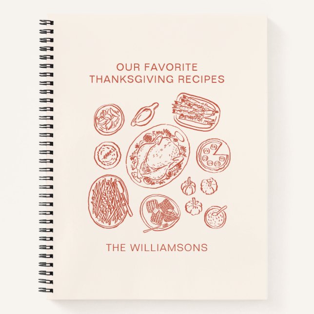 Cute Hand-Drawn Family Name Thanksgiving Recipe Notizbuch (Vorderseite)