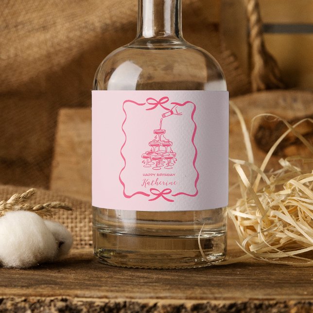 Cute Hand Drawn Pink Champagne Tower Birthday  (Von Creator hochgeladen)