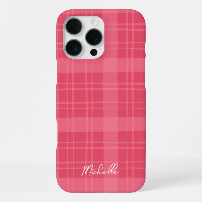 Cute Hand-Drawn Red Plaid  iPhone 16 Pro Max Hülle (Rückseite)