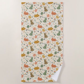 Cute Hand Drawn Spring Bunnies Beach Towel Strandtuch