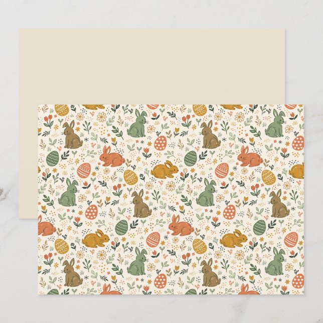 Cute Hand Drawn Spring Bunnies Invitation Einladung (Vorne/Hinten)