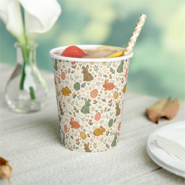 Cute Hand Drawn Spring Bunnies Paper Cups Pappbecher