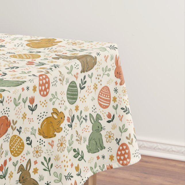 Cute Hand Drawn Spring Bunnies Tablecloth Tischdecke (Beispiel)