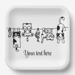 Cute Hanging Kittens Custom Text/Name Pappteller