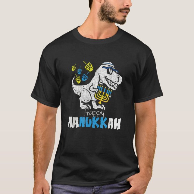 Cute Hanukkah Rex Dinosaur Menorasaurus Chanukah B T-Shirt (Vorderseite)