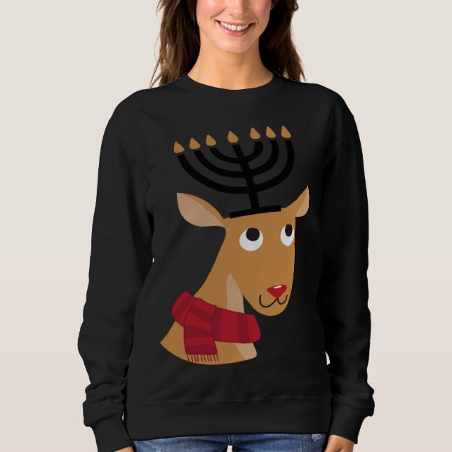 Cute Hanukkah  Winter Holidays jewish Animal Deer Sweatshirt (Vorderseite)