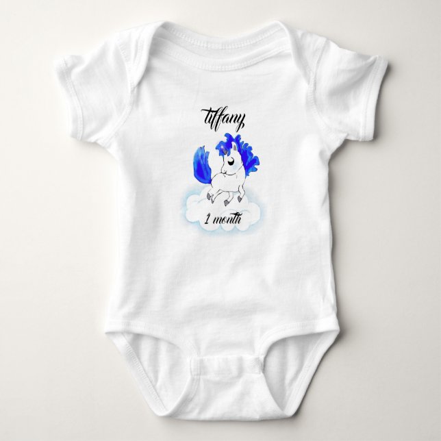 cute Happiness magic blue unicorn Baby Strampler (Vorderseite)