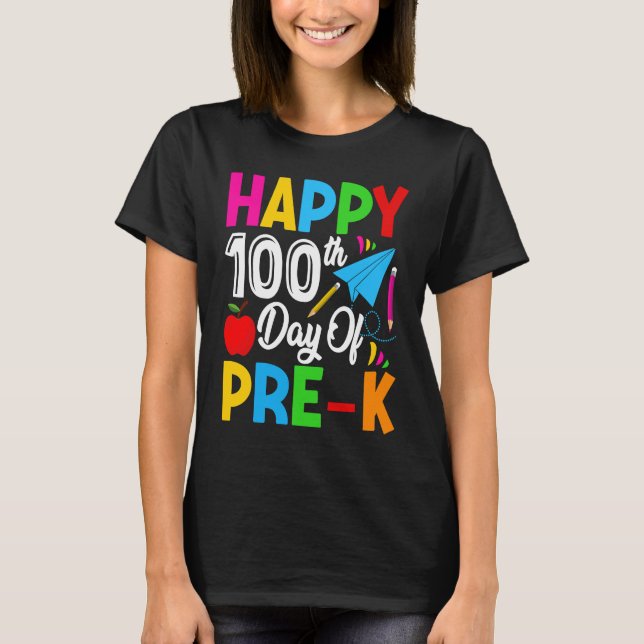 Cute Happy 100th Day of Pre k School For Student o T-Shirt (Vorderseite)