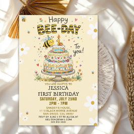 Cute Happy Bee-Day 1st Birthday for Kids Einladung