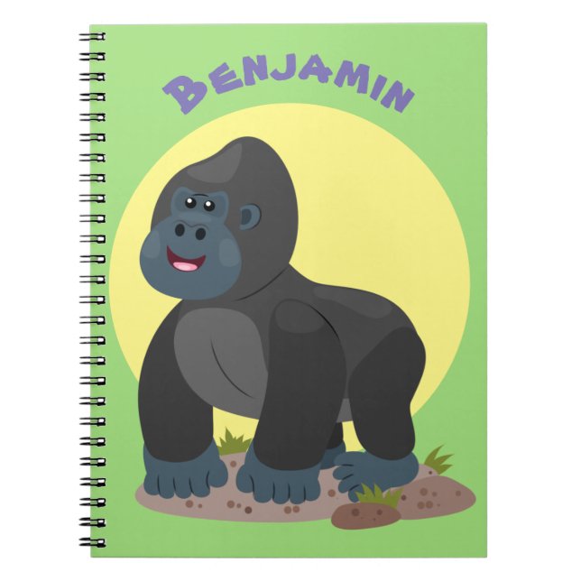 Cute happy big gorilla cartoon illustration notizblock (Vorderseite)