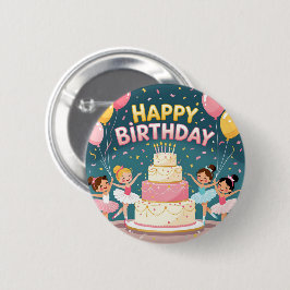 Cute Happy Birthday ballerina theme Button