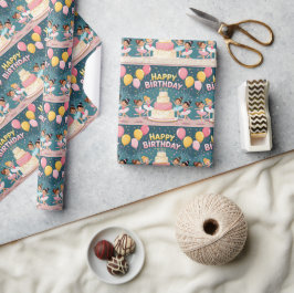 Cute Happy Birthday ballerina theme Geschenkpapier
