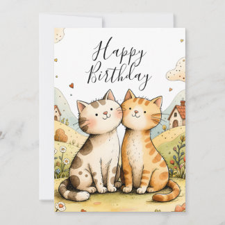 Cute Happy Birthday Cat Card Feiertagskarte