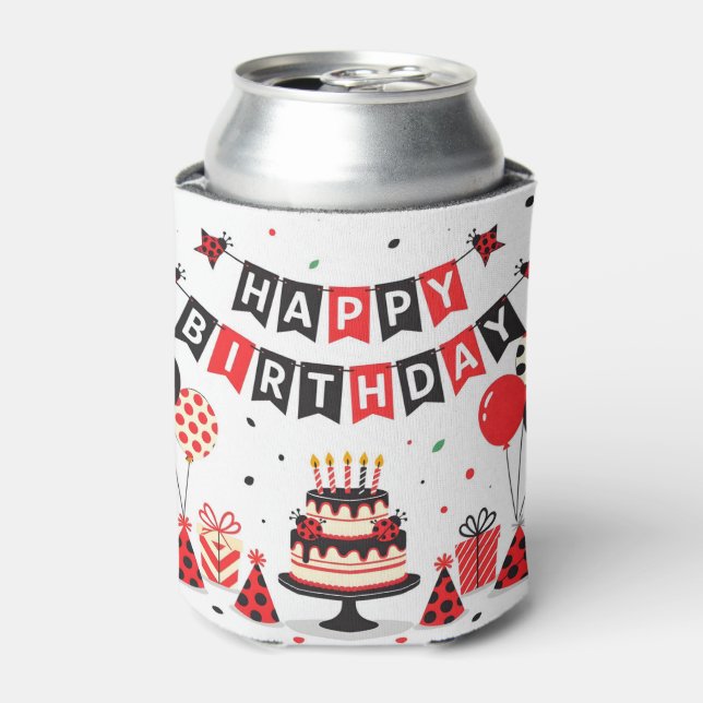 Cute Happy Birthday ladybug theme Dosenkühler (Kanne Vorderseite)