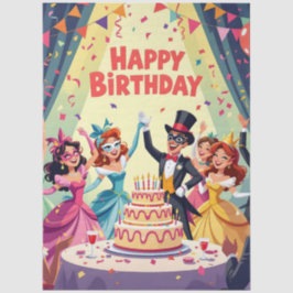 Cute Happy Birthday masquerade theme Seidenpapier