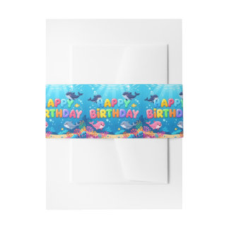 Cute Happy Birthday nautical dolphin Einladungsbanderole