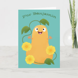 Cute happy butternut pumpkin gourd cartoon karte