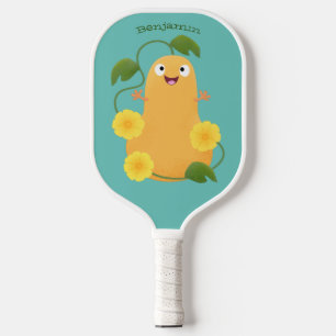 Cute happy butternut pumpkin gourd cartoon pickleball schläger