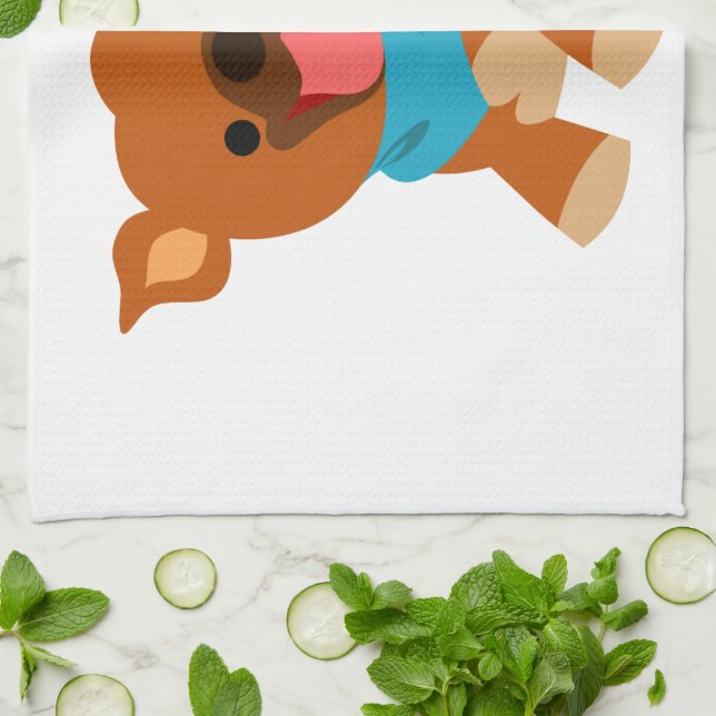 Cute Happy Cartoon Staffie Serviette de cuisine (Plié)